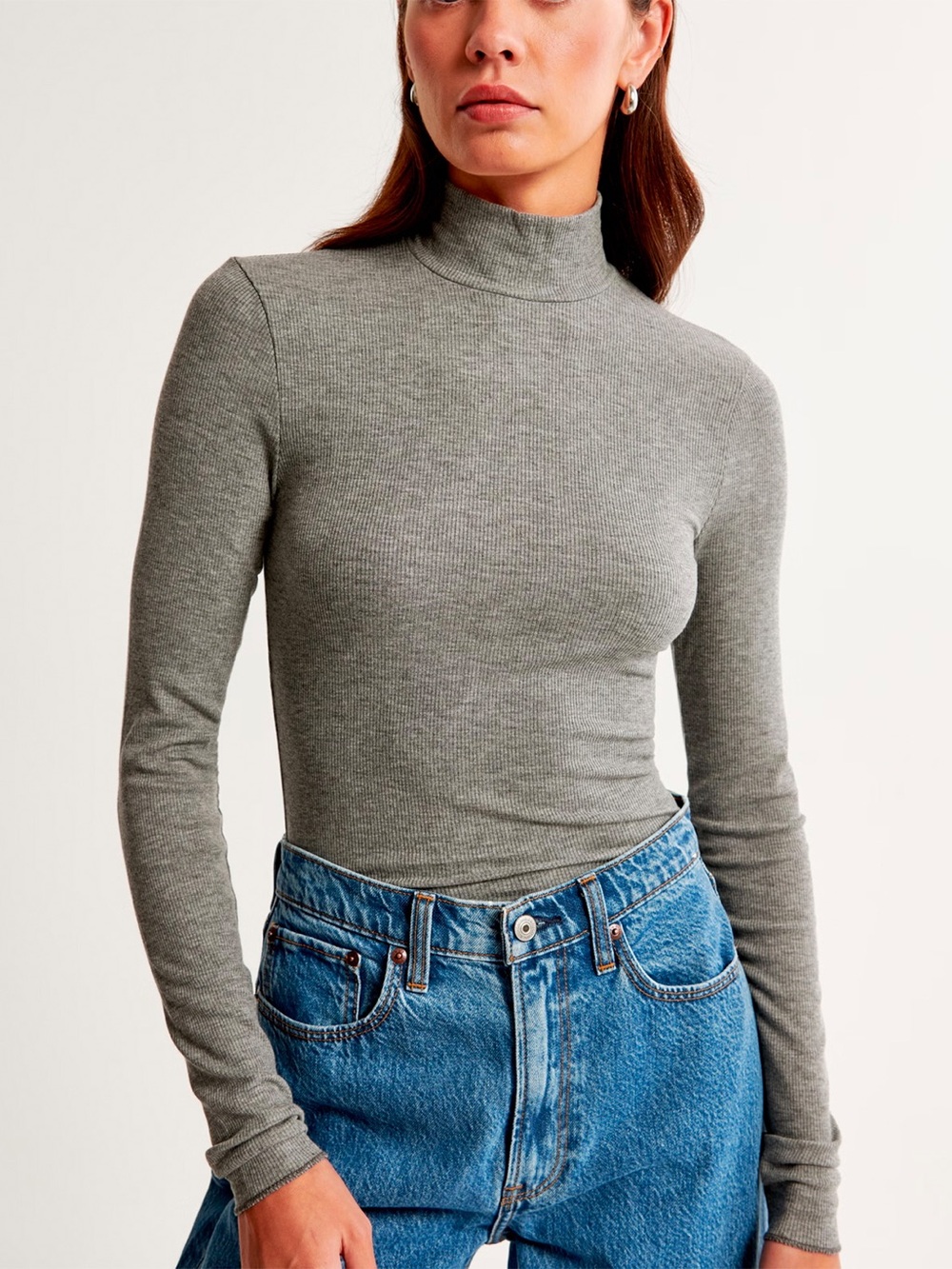 Abercrombie & Fitch Rib Mockneck Long Sleeve Top (NWT)